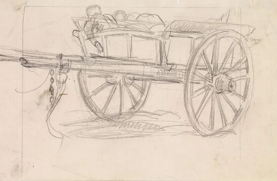 The Plague of Elliant Sketch of a Cart carrying the Dead