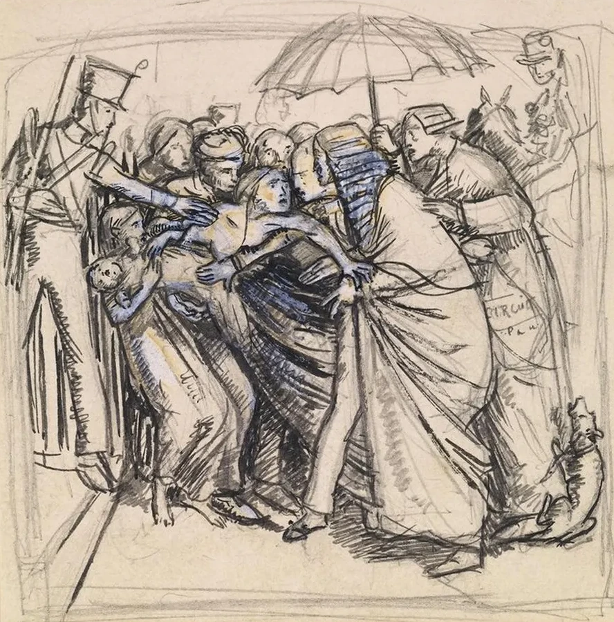 The Prisoner's Wife Sketch of the Wife confronting Judge