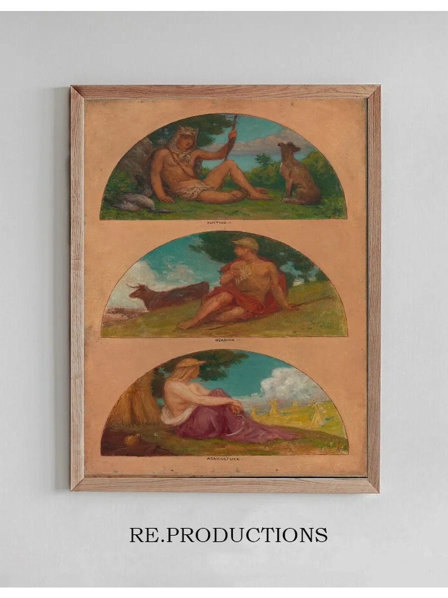 The Progress of Civilization Hunting, Herding, Agriculture (mural study, State Capitol, Des Moines, Iowa)