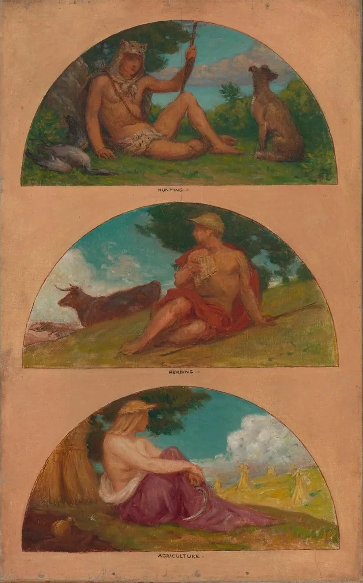 The Progress of Civilization Hunting, Herding, Agriculture (mural study, State Capitol, Des Moines, Iowa)