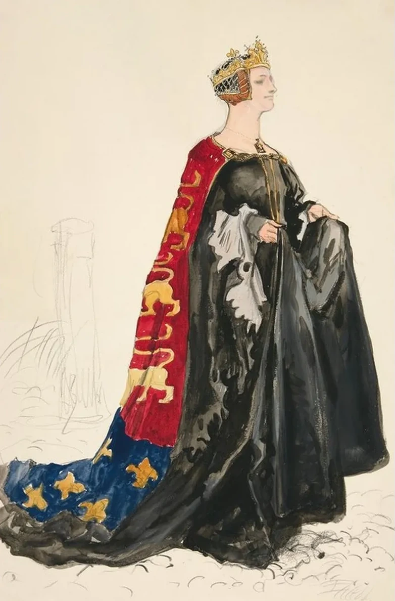 The Queen, costume sketch for Henry Irving's 1898 Planned Production of Richard II