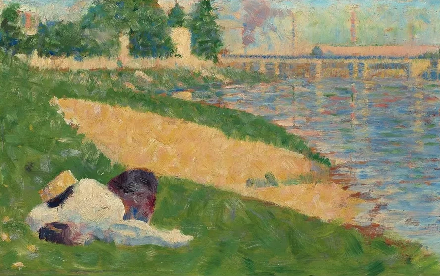 The Seine with Clothing on the Bank (Study for Bathers at Asni res)