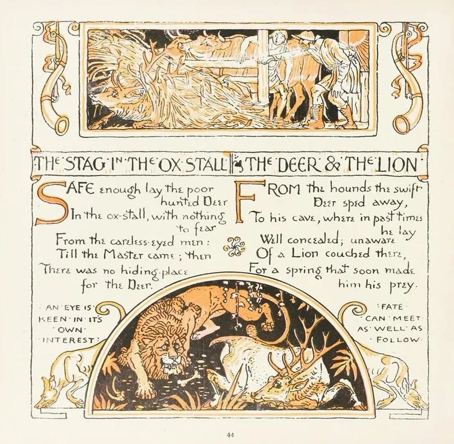 The Stag in the Ox - stall, The Deer and the Lion