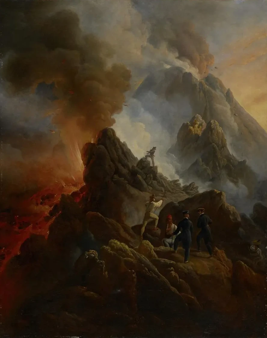 The Vesuvius Erupting, the Artist and His Father, Carle Vernet, in the Foreground