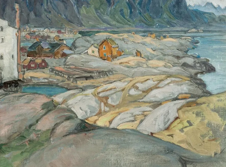 The Village at the Foot of the Mountain. Study from Lofoten