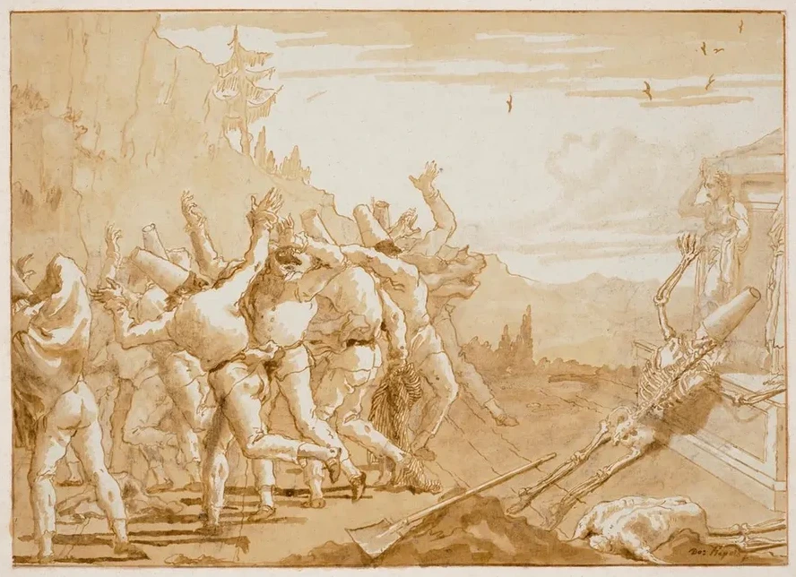 The Apparition of the Skeleton of Punchinello Before His Tomb