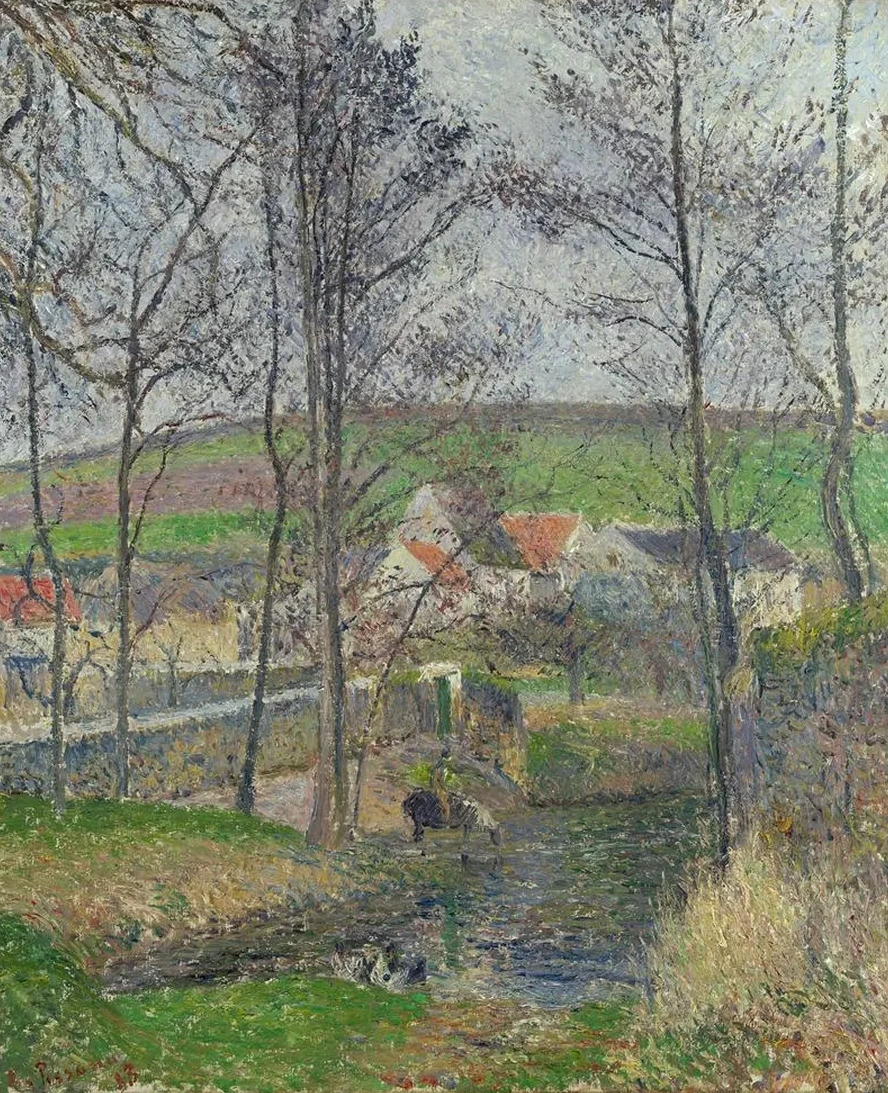 The Banks of the Viosne at Osny in Grey Weather, Winter
