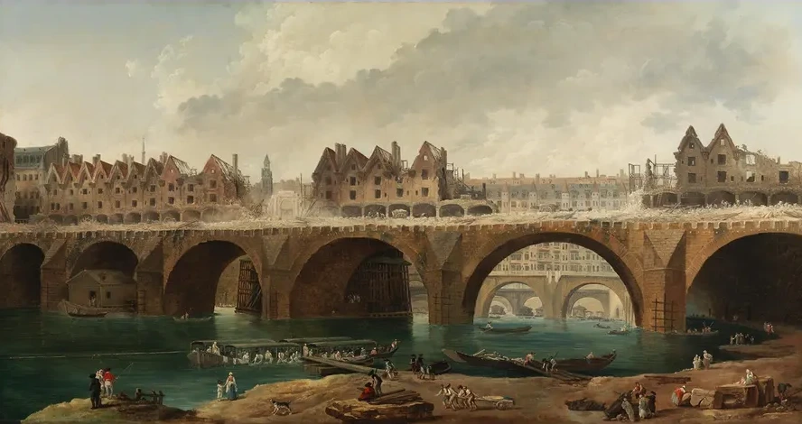 The Demolition of the Houses on the Notre Dame Bridge in Paris