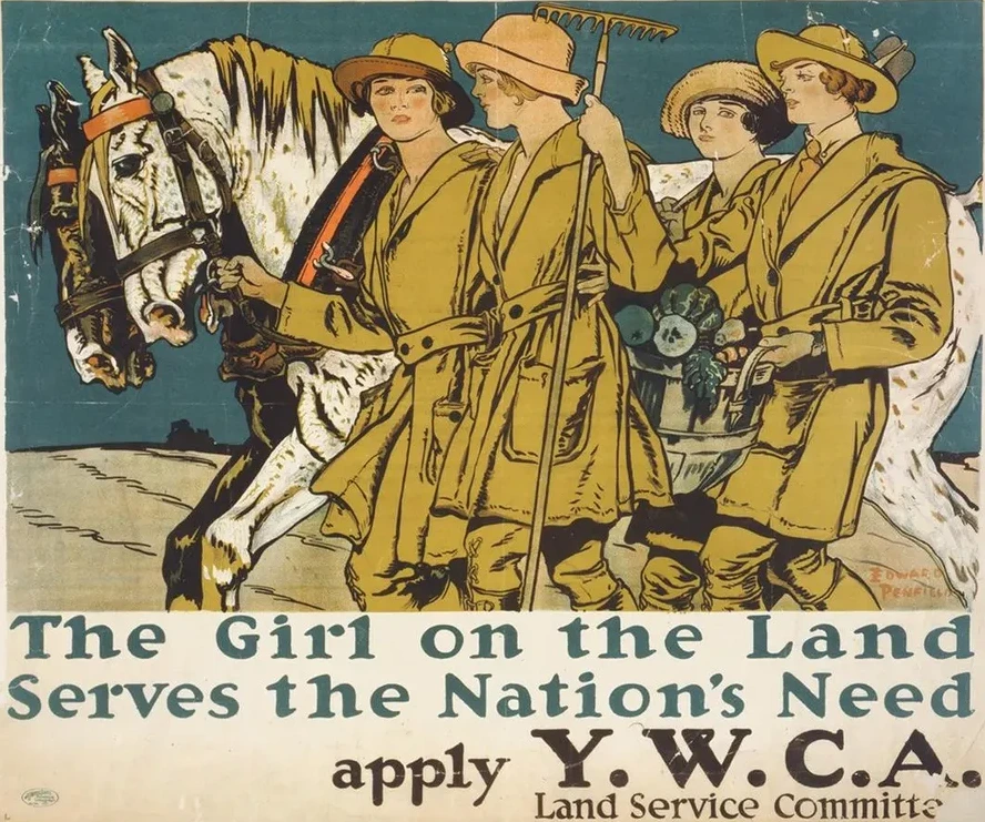 The girl on the land serves the nation's need Apply Y.W.C.A. Land Service Committee