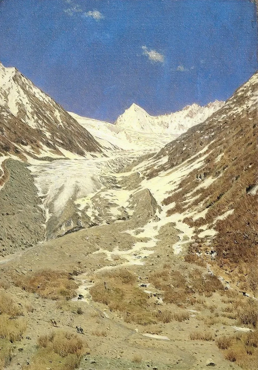 The Glacier on the Way from Kashmir to Ladakh (study)