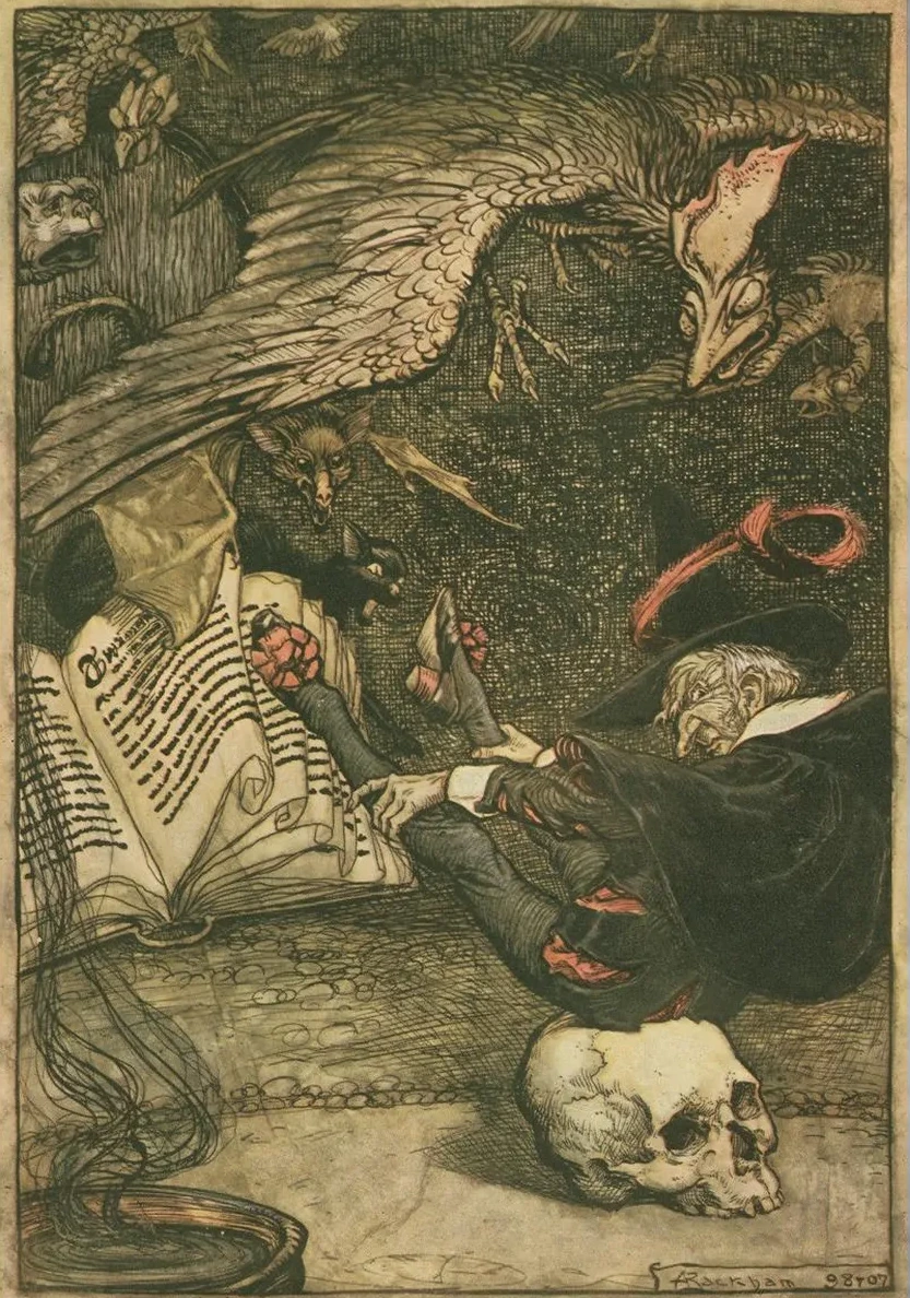 The Little Man Had Seated Himself in the Centre of the Circle Upon the Large Skull