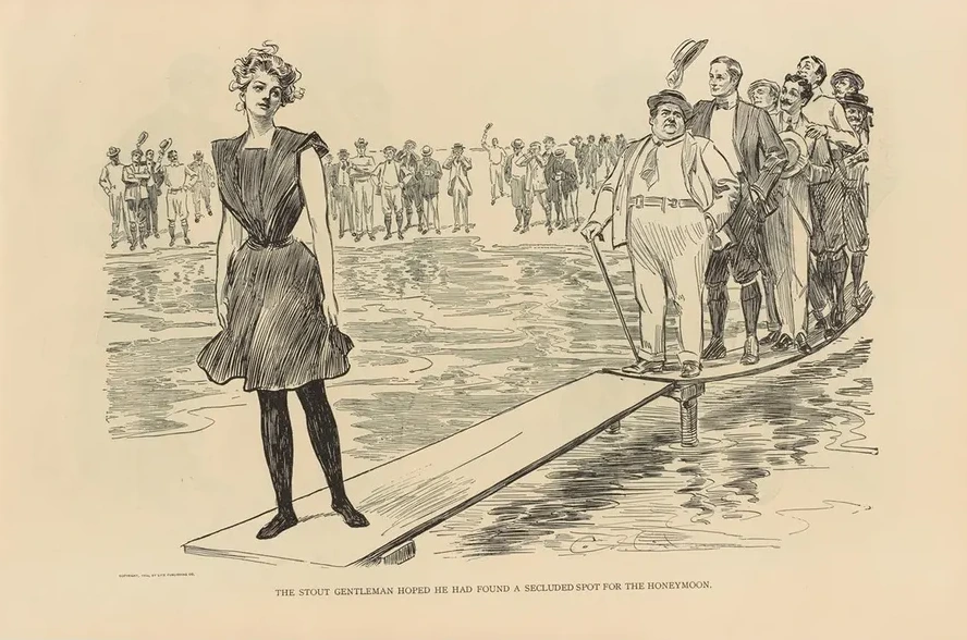 The Stout Gentleman Hoped He Had Found a Secluded Spot for the Honeymoon