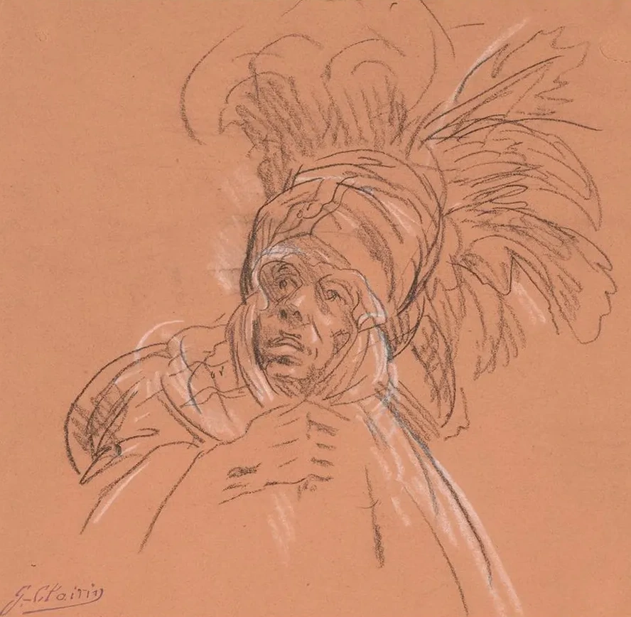 Theatrical Figure with Feathered Headdress