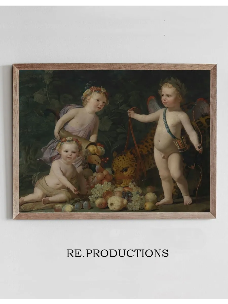 Three Children With Fruit And a Jaguar