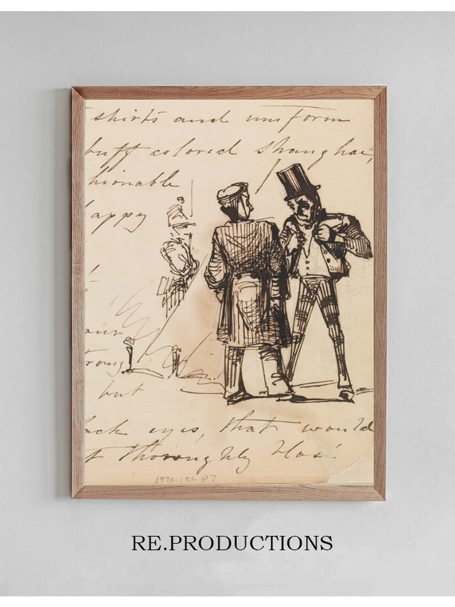 Three Men (Sketch in Lower Right Hand Corner of Handwritten Journal (from Sketchbook)