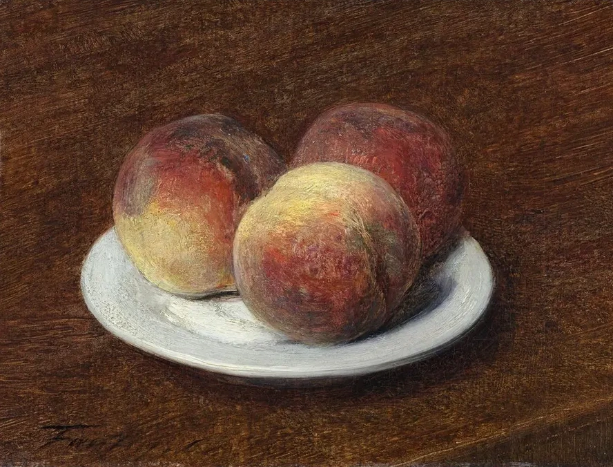 Three Peaches on a Plate