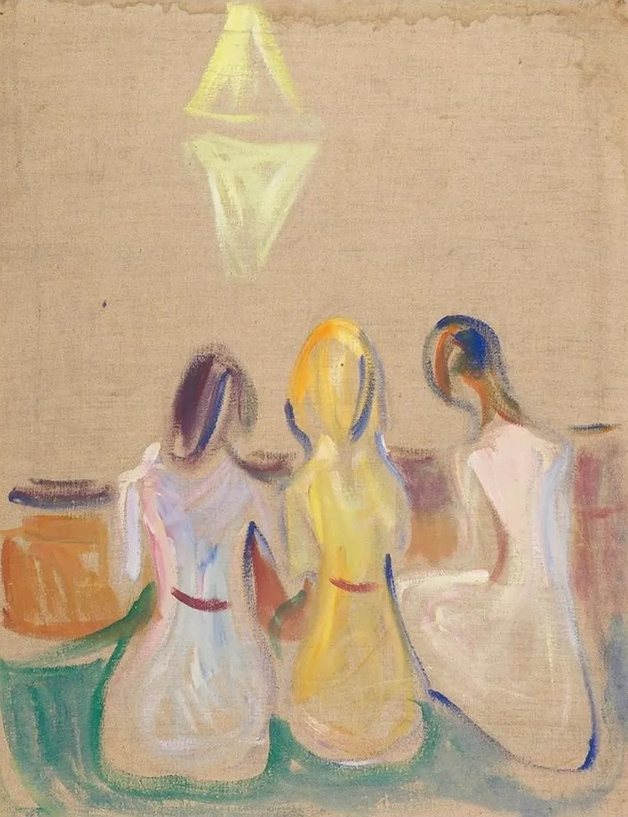 Three Seated Young Women