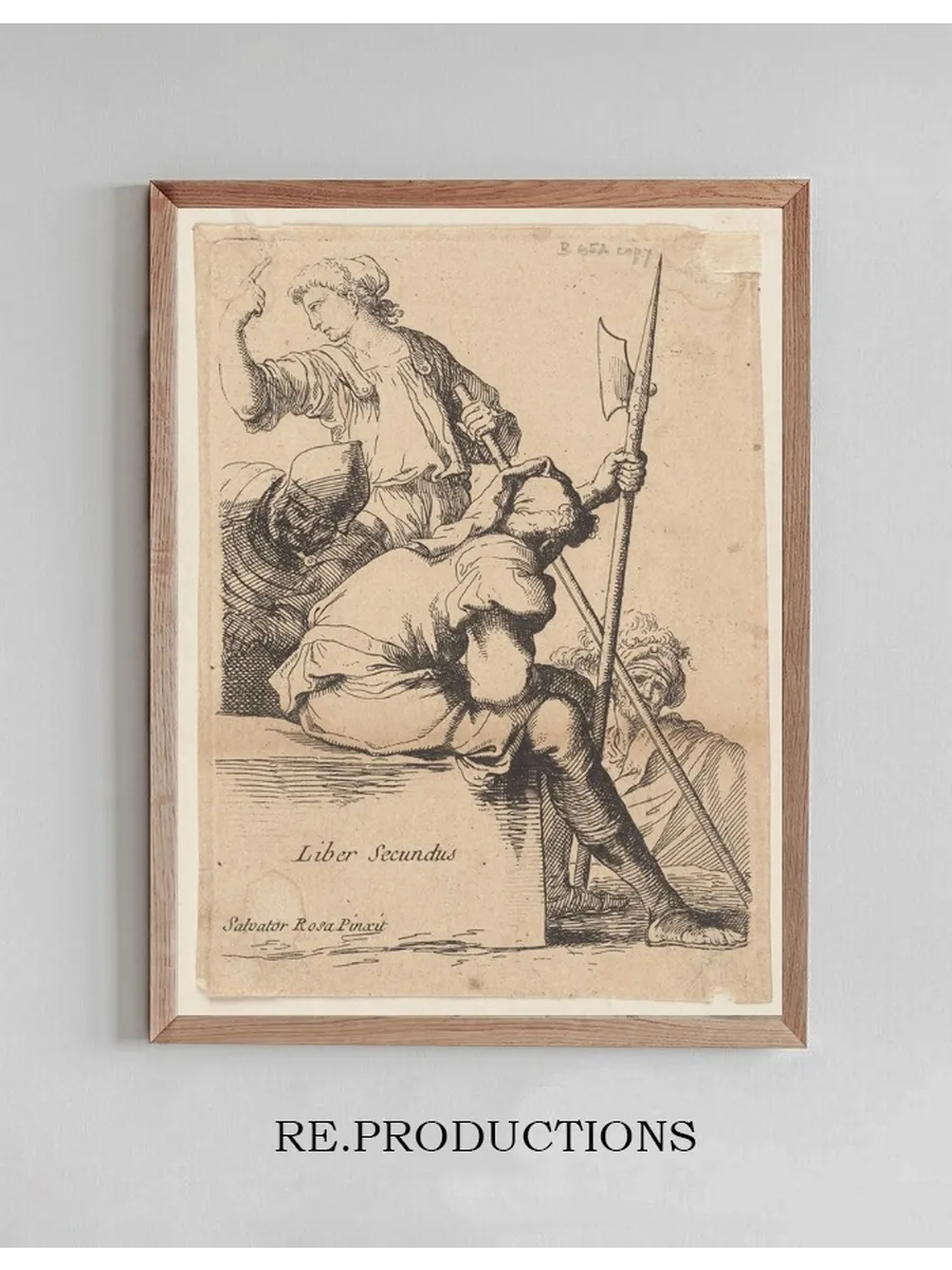 Three Soldiers, One Seated on a Square Block of Stone