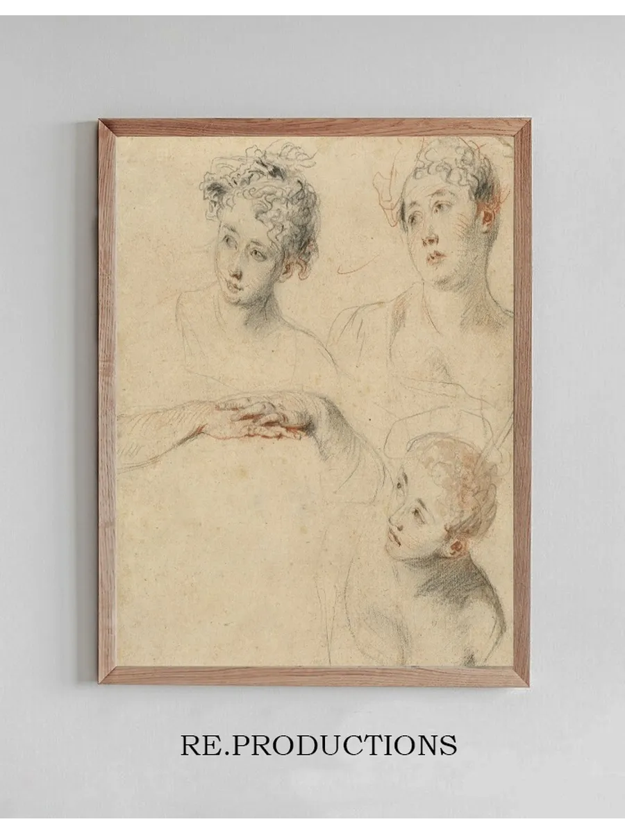 Three Studies of a Woman's Head and a Study of Hands