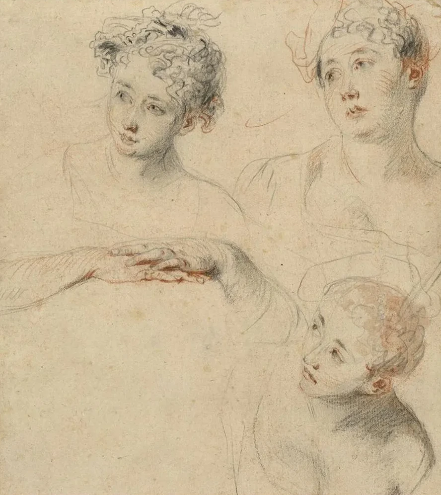 Three Studies of a Woman's Head and a Study of Hands