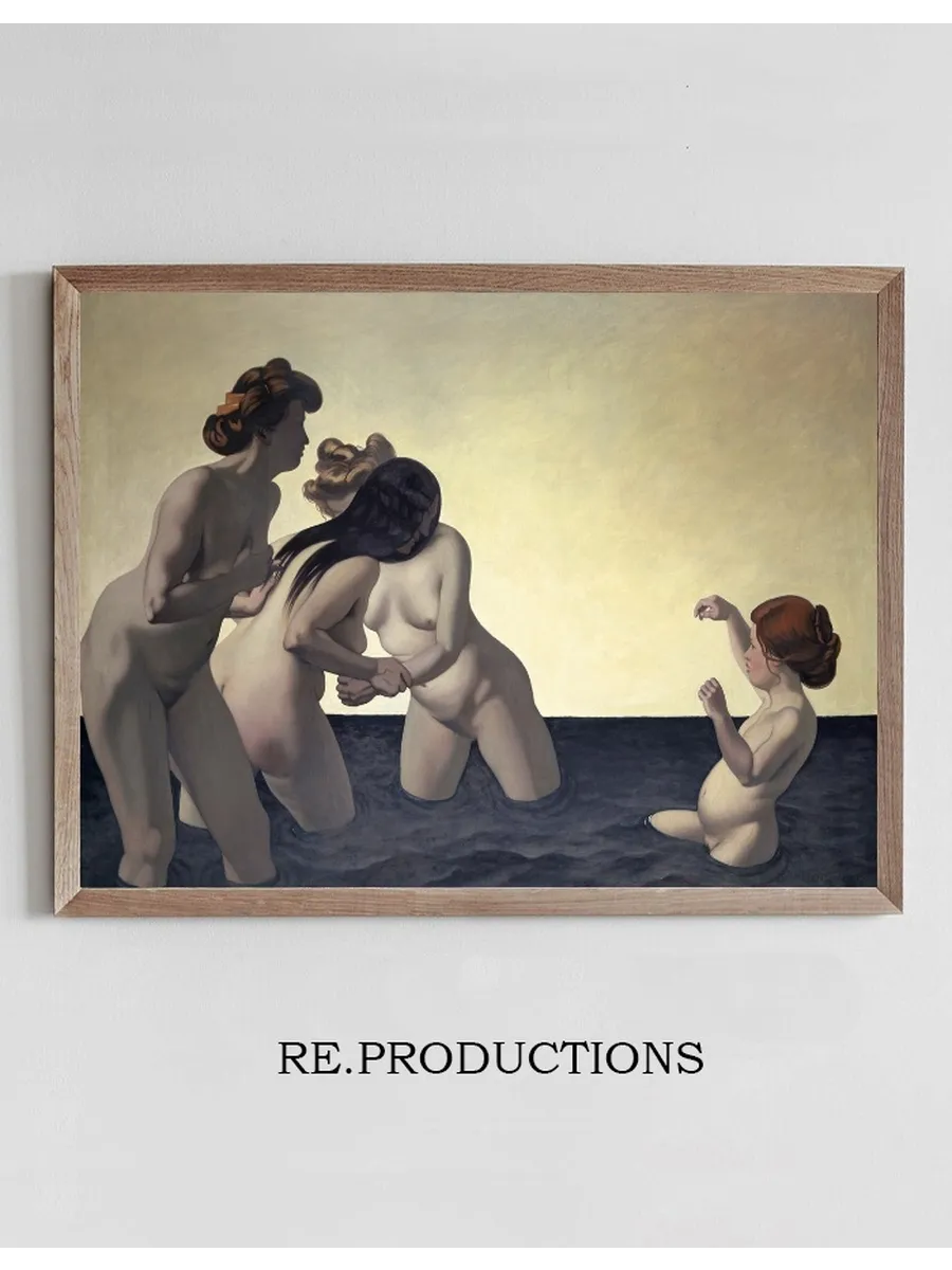 Three Women and One Little Girl Playing in the Water