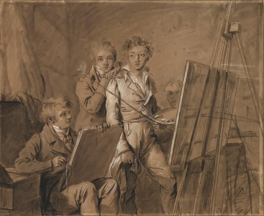 Three Young Artists in a Studio