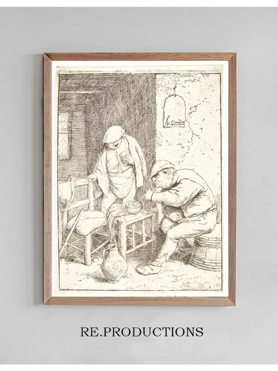 Three Farmers Smoking and Drinking in a Tavern
