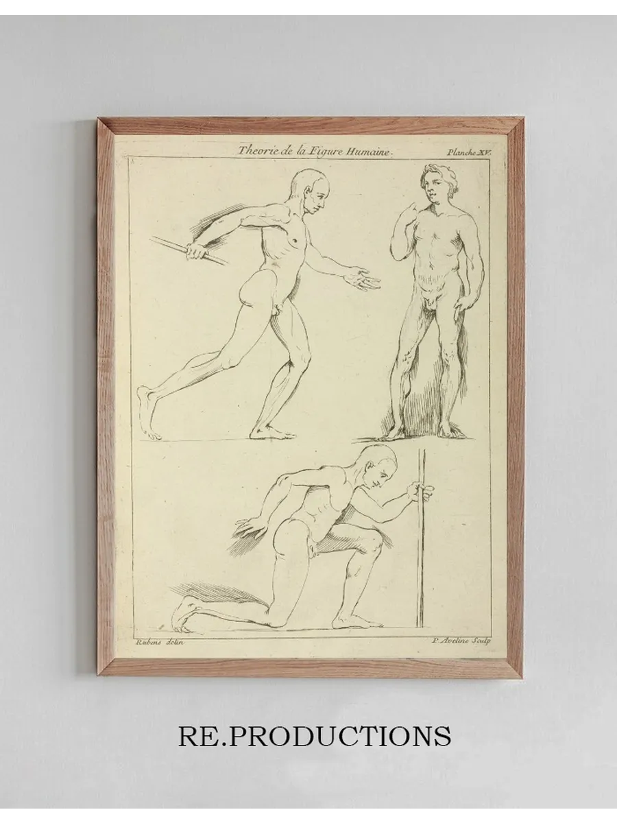 Three Male Figures, One Striding and One Kneeling