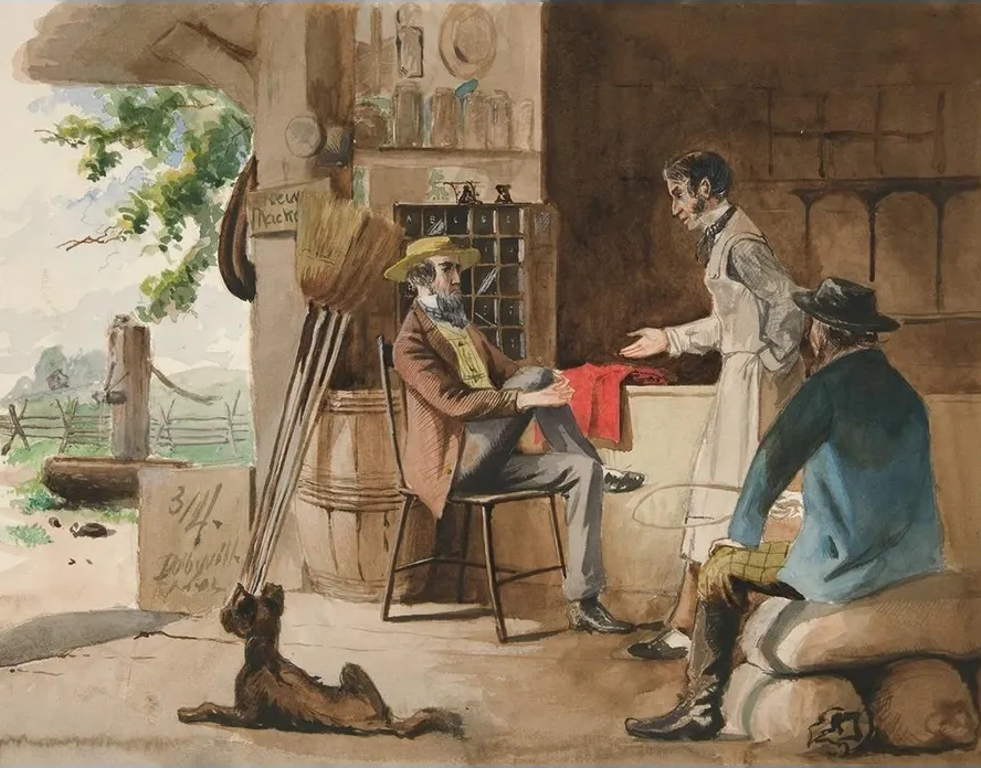 Three Men in a Dry - Goods Store Country Store, Dolbyville