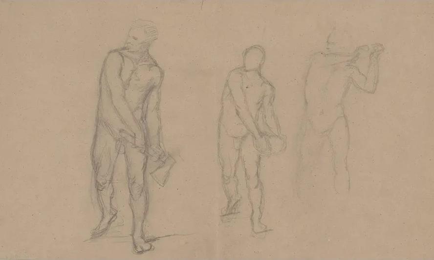 Three Sketches of Male Nudes for the Painting Martyrdom of St. Matthias