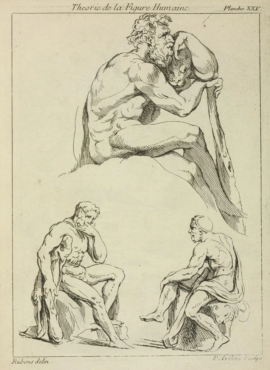 Three Studies of Seated Male Figures