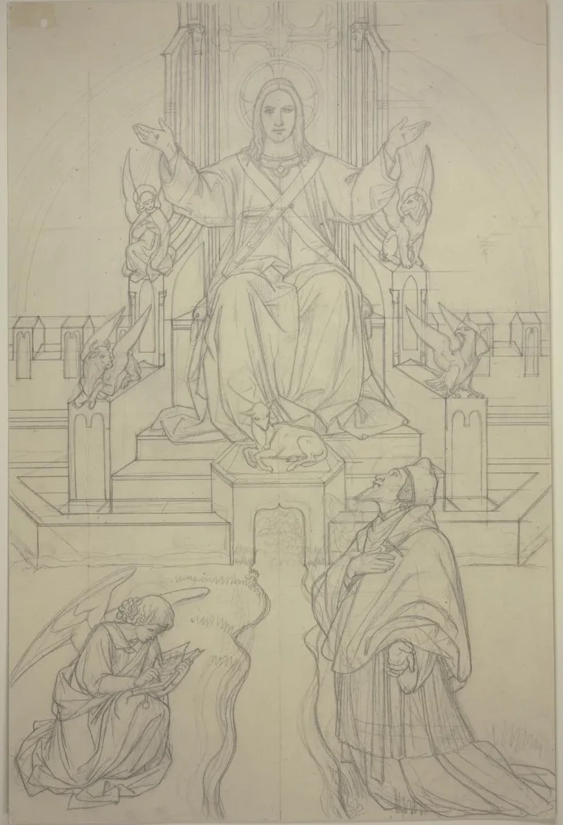 Thronender Christus Mit Dem Heiligen Johannes von Nepomuk Und Einem Schreibenden Engel