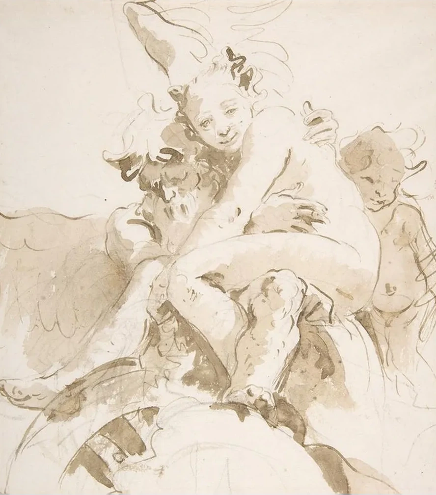 Time Holding a Nude Woman, a Putto at Right