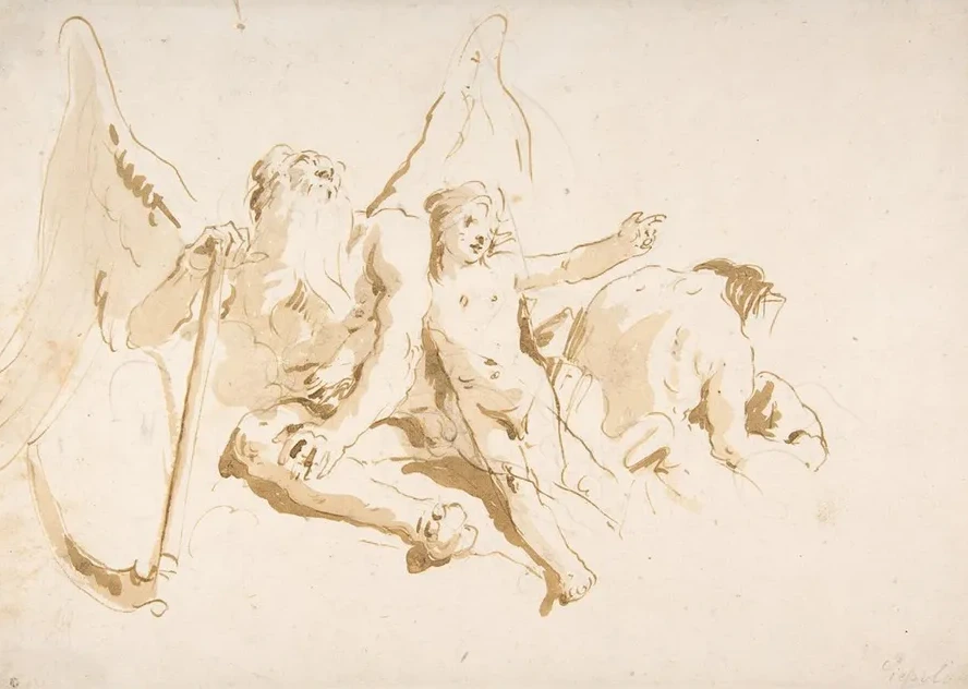 Time Seated, with Two Attendant Figures