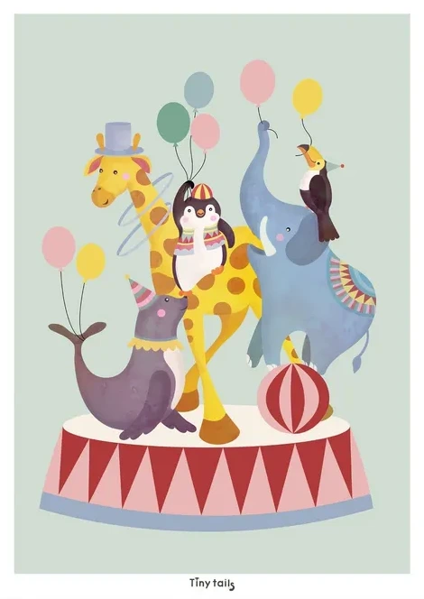 Tiny Circus Borneplakat Lysegr N