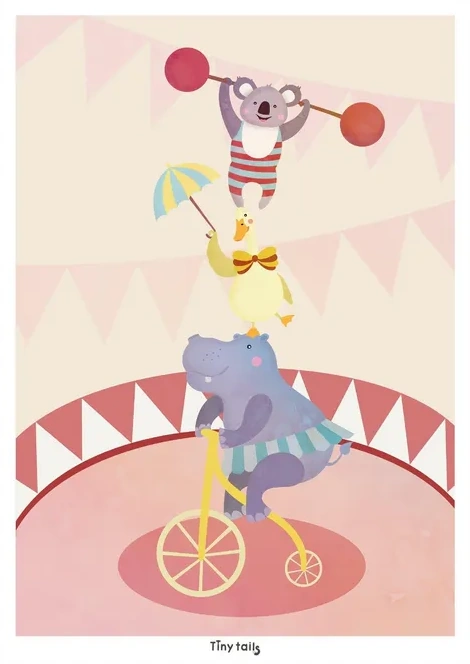 Tiny Circus Borneplakat Pink