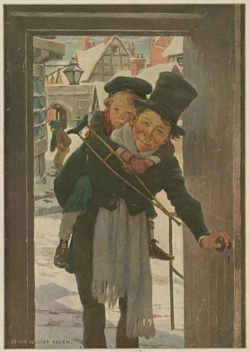 Tiny Tim and Bob Cratchit on Christmas Day