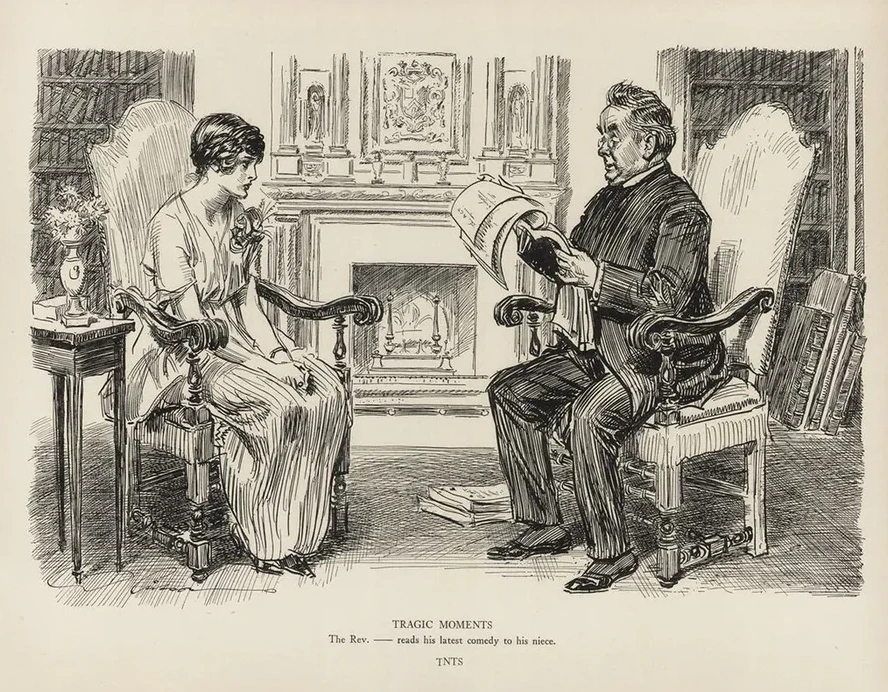 Tragic Moments the Rev. Reads His Latest Comedy to His Niece