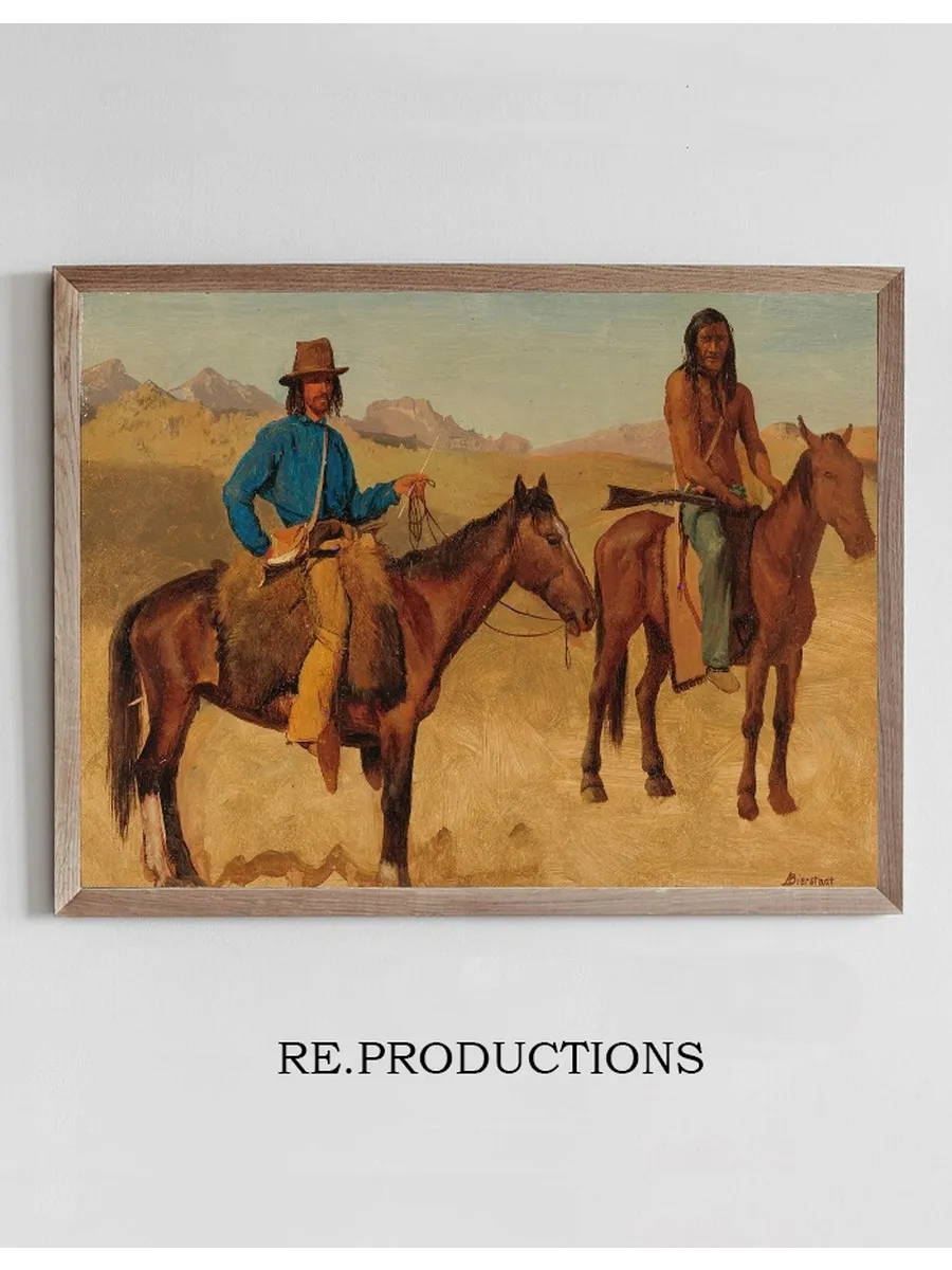 Trapper And Indian Guide On Horseback