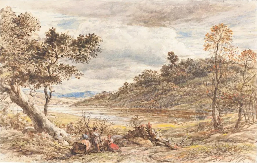 Travelers Resting by a Fallen Tree