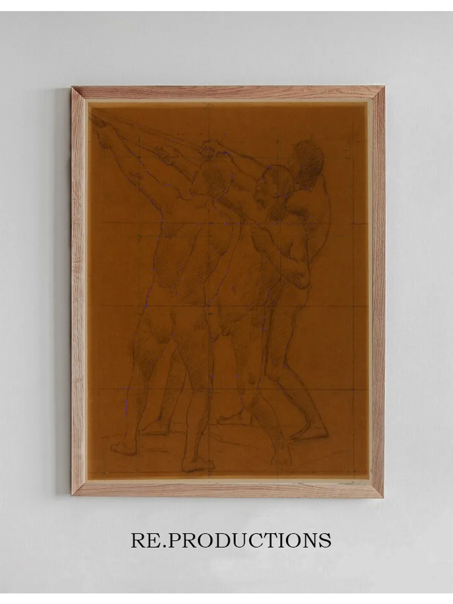 Trois Hommes Nus Debout, Tirant Sur Des Cordes