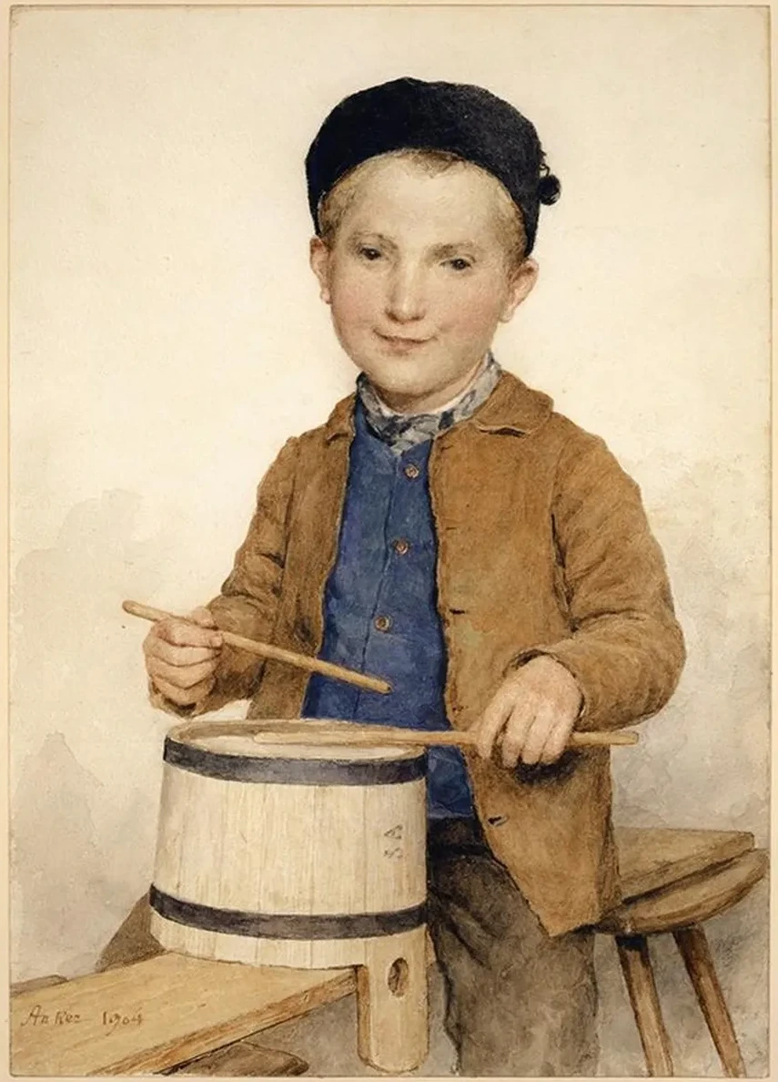 Trommelnder Knabe
