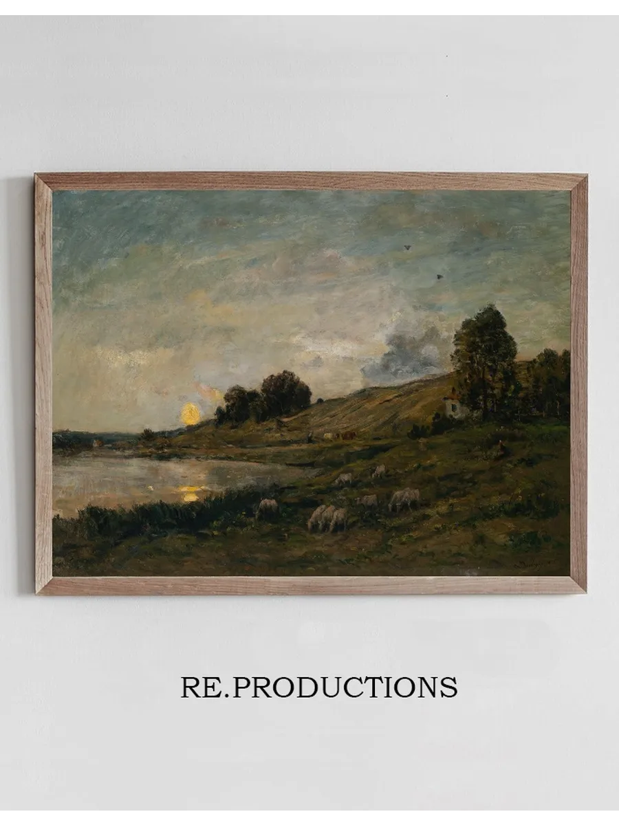 Troupeau de Moutons Au Bord de la Rivi Re