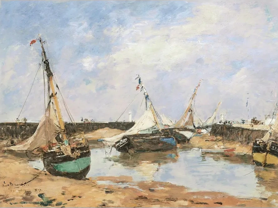 Trouville. Barques Chou Es Entre les Jet Es