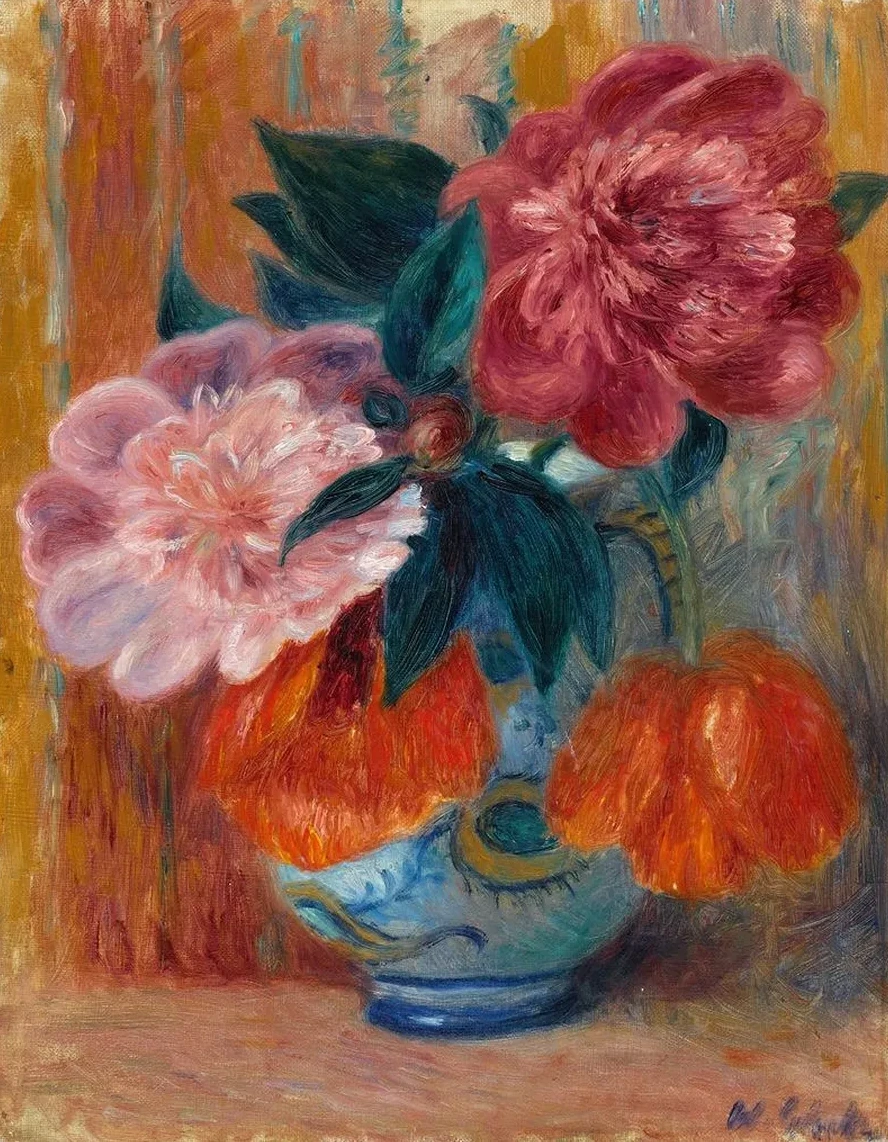 Tulips and Peonies in Pitcher