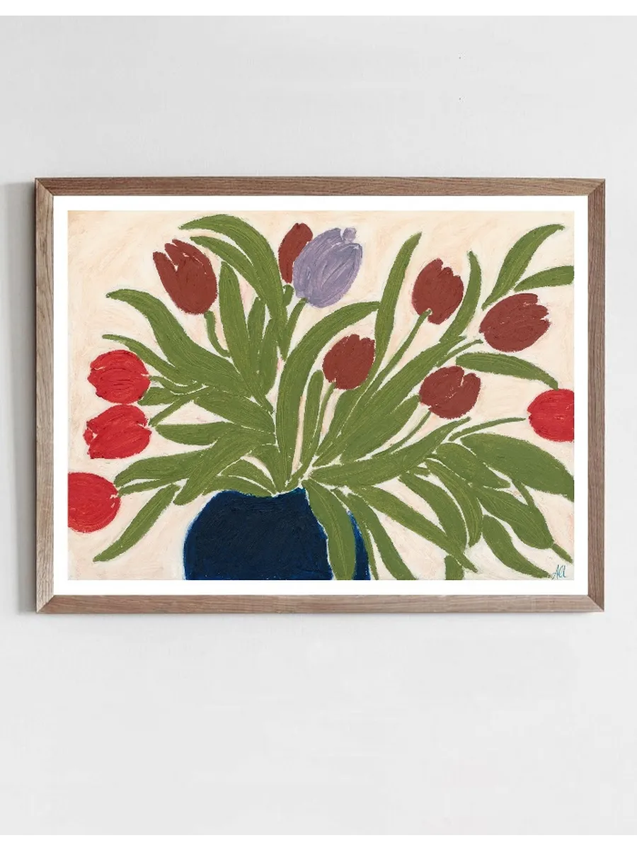 Tulips in a Blue Vase