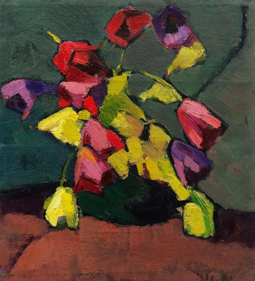 Tulpen in Gr Ner Vase