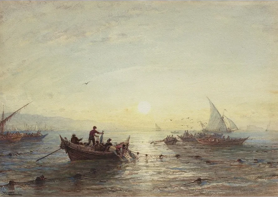 Tuna Fishing at Sunrise Off the Coast Near Marseilles