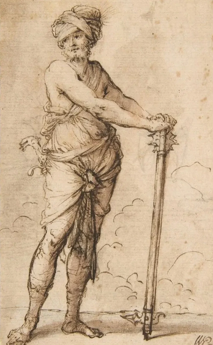 Turbaned Warrior Holding a Mace