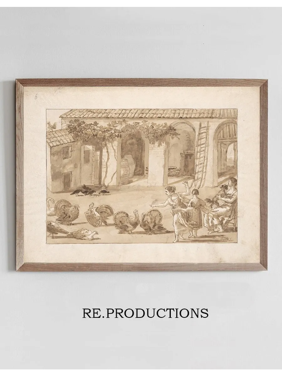 Turkeys in a Venetian Farmyard, the Third Drawing in Tiepolo's Series of 59 Scenes of Contemporarylife